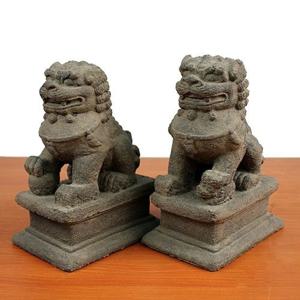 해태상 회색 한쌍(10cm) 해치 수호신 석상 조형물 조각상 장식품