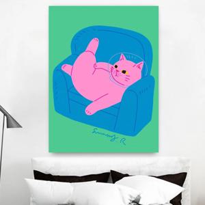 핑크고양이 패브릭포스터 대형 태피스트리 두꺼집 가리개 가림막 커튼 (2size)