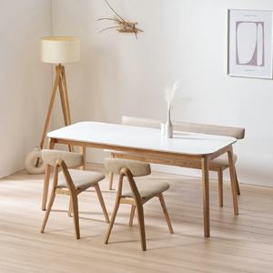 한샘몰pick 보니애 오로라 세라믹식탁 세트 6인용 포세린 애쉬 1800(벤치1+의자2)