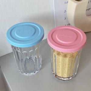 유리 밀폐 용기 글라스 전자렌지 열탕소독 내열 병샐러드 요거트 과일청 뚜껑병 550ml