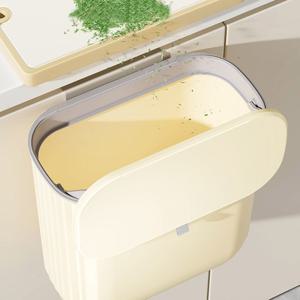 주방 벽걸이 휴지통 음식물 쓰레기통 싱크대 냄새안나는 냄새차단 커버형 걸이 수납통 수납함