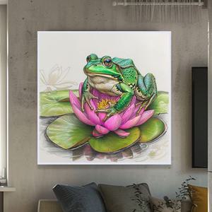연못의왕자 그림 알루미늄액자 부와번영 동물 두꺼비 개구리 풍수 지리 인테리어 액자