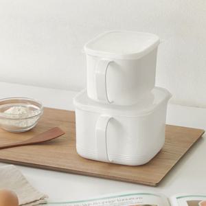 일본 화이트 손잡이 캐니스터 용기 (소 800ml) - 반찬통