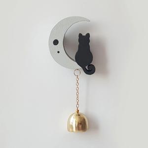 우드 현관문종 현관종 빈티지소품 도어벨 달고양이 풍경종