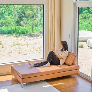국내제작 바인 2단프레임 3인용 천연면피 통가죽 소파베드