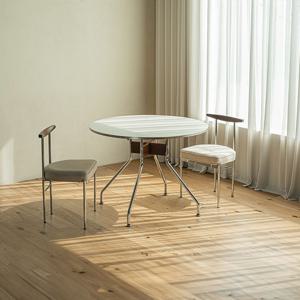 고트 미드센츄리 테이블 스틸 원형 2인 식탁세트 1000 (의자2)