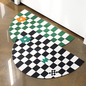 반원 체크 규조토 발매트 ( 빨아쓰는 현관 욕실 화장실 논슬립매트 예쁜 주방매트 )