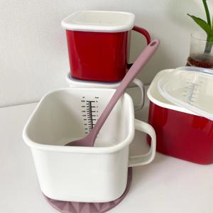 인덕션 1인용 계량 사각 손잡이 라면 미니  법랑 냄비 1.45L(2color)