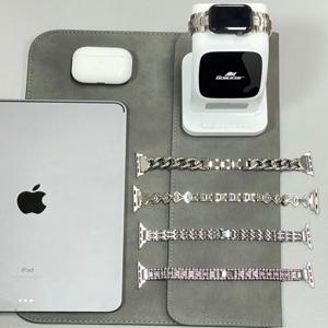 애플워치 스트랩 9 8 7 6 SE 2 호환 메탈 큐빅 밴드 시계줄 줄질