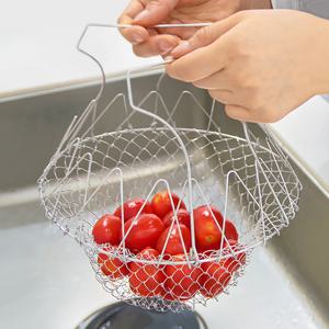스텐 접이식 튀김 그물망 쿠킹 요리망 거름망 채반 채망 조리 만능 바스켓