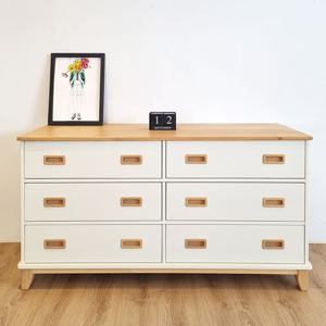 보니또 1500와이드 원목서랍장 화이트아이보리