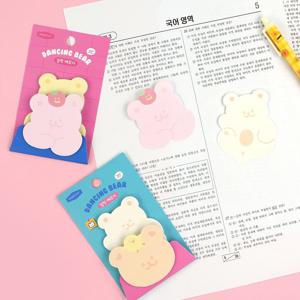 5개 랜덤발송 춤추는 곰돌이 2단 점착 메모지 포스트잇 데스크테리어 간단한 편지 인덱스
