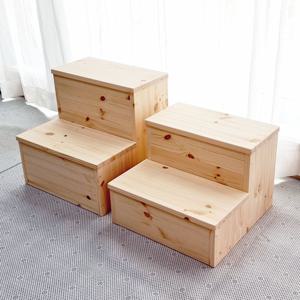 원목 2단 발판 발받침대 디딤대 사다리 스텝 스툴 독서 계단 24size