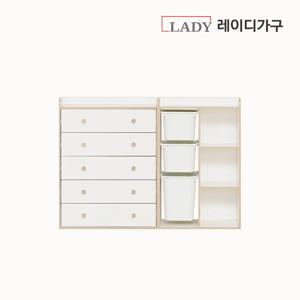 키디 수납장 세트9 (5단 서랍장 + 1열 장난감 수납장)