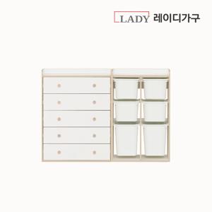키디 수납장 세트10 (5단 서랍장 + 2열 장난감 수납장)