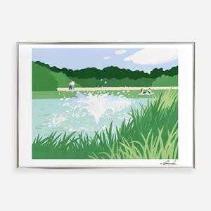 A Park With Fountain 그리다 아트 프린트