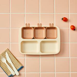 키즈세이프 렌지안심 네스틱 토끼 원플레이트 유아식판 4P 핑크
