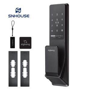 직방 푸시풀 현관문 도어락 카드키 번호키  SHP-P740+고급보강판