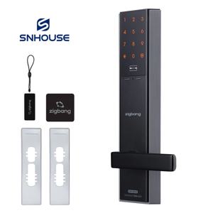 직방 푸시풀 현관문 SHP-DH540  도어락 카드키 번호키+실버보강판