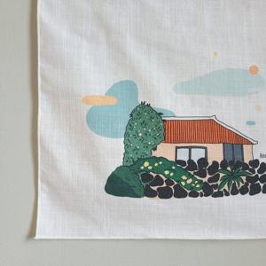 제주 돌담풍경 린넨포스터 (청보리돌담/제주노을녘) A3 size 목봉포함