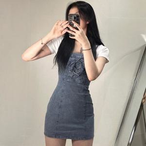 데님 나시 슬림핏 미니원피스 2컬러 여자 여름 원피스 나시원피스 페스티벌 뷔스티에 청원피스