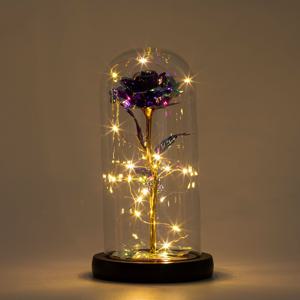 홀로그램 LED 로즈 무드등 로맨틱 침실 조명 장미 유리돔 한송이 (5colors)