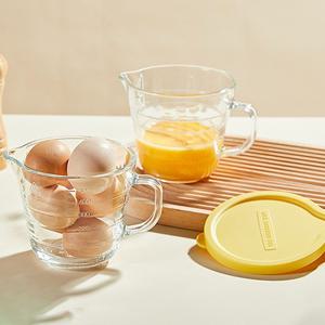 [해외] 다용도 주방 계량컵 유리 뚜껑 눈금컵 500ml 2colors