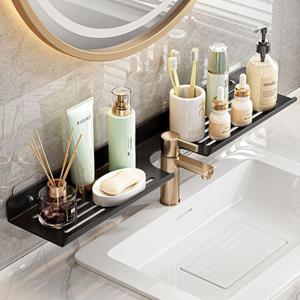 무타공 접착 화장실 욕실 용품 정리 세면대 물빠짐 철제 수납 선반 거치대 (70cm)