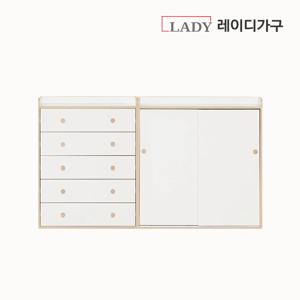 키디 아기 옷장 세트24 (5단 서랍장 + 슬라이딩 옷장)