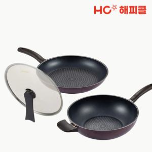 다이아몬드 포셀 프라이팬 3P 세트 초코 C (팬30+웍30+뚜껑30)