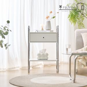 렌시 라이트 스틸 협탁 A형 1단 2단 미드센추리 쇠테리어 침대 옆 거실 소파 미니 서랍
