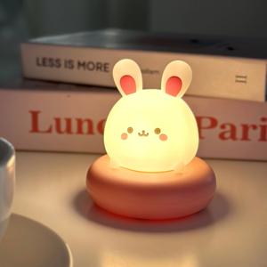 애니멀 미니 무드등 화이트 토끼 무드등 USB 충전식 터치식 신생아 수면등 수유등