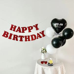 생일가랜드 생일 파티 용품 세트 하트 풍선 (자유레터링)