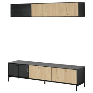 보아스타드 TV장식장 벽수납장 181x42cm 블랙/참나무무늬목