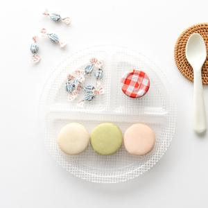 국산 아크릴 3절 나눔 접시 화이트 라인 간식 플레이트