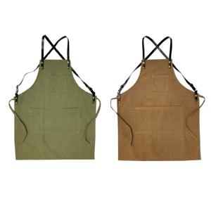 캔버스 빅사이즈 가죽끈 심플 앞치마 2color