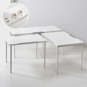 밀리 콘센트 철제책상 화이트 블랙 컴퓨터책상 테이블 1000~1600(mm)
