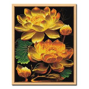 DIY 보석십자수 액자형 정물 43x54cm D545_황금연꽃