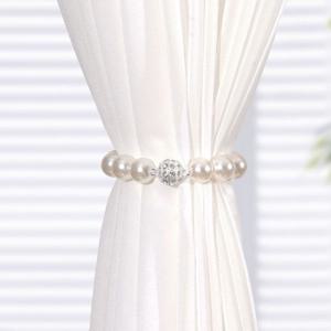 1+1 마그네틱 진주 큐빅 커튼끈 스트랩 자석 타이백(40cm)