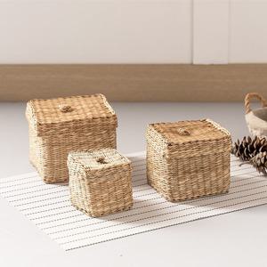 라탄 바구니 왕골 해초 사각 바스켓 수납함 (3P_Set)