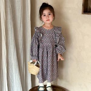 테리 플라워 프릴 원피스 R12196