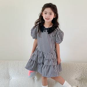 로지 체크 캉캉 퍼프 원피스 R12159