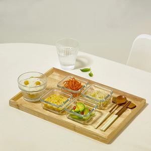 한상차림 유리 사각찬기 4개 세트