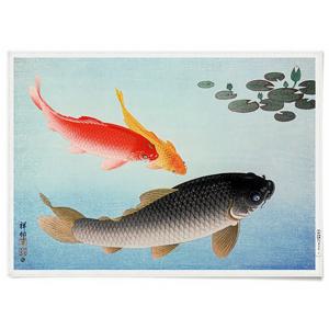 천 일본 포스터 풍수 액자 물고기 그림 동양화 D