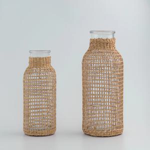 라탄유리화병 디퓨저통 인테리어 오브제 수경재배유리화분