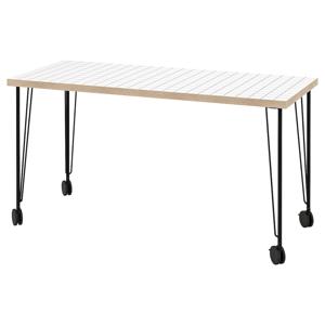 락캅텐+크릴레 이동식책상 공부 작업실 140x60cm 화이트 앤트러싸이트/블랙