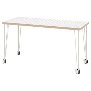 락캅텐+크릴레 이동식책상 공부 작업실 140x60cm 화이트 앤트러싸이트/화이트