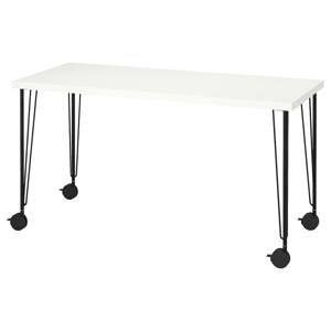 락캅텐+크릴레 이동식책상 공부 작업실 140x60cm 화이트/블랙