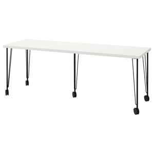 락캅텐+크릴레 이동식책상 공부 작업실 200x60cm 화이트/블랙