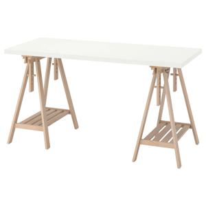 락캅텐+미트바크 각도높이조절 책상 작업실 공부 140x60cm 화이트/자작나무